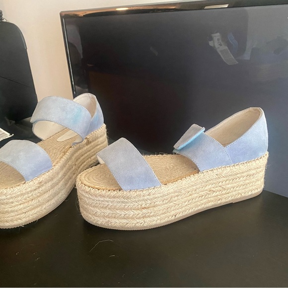Jeffrey Campbell | Leather Strap Flatform Espadrilles in Baby Blue, size 10 - Picture 1 of 9